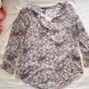 Purple Floral Sheer Blouse